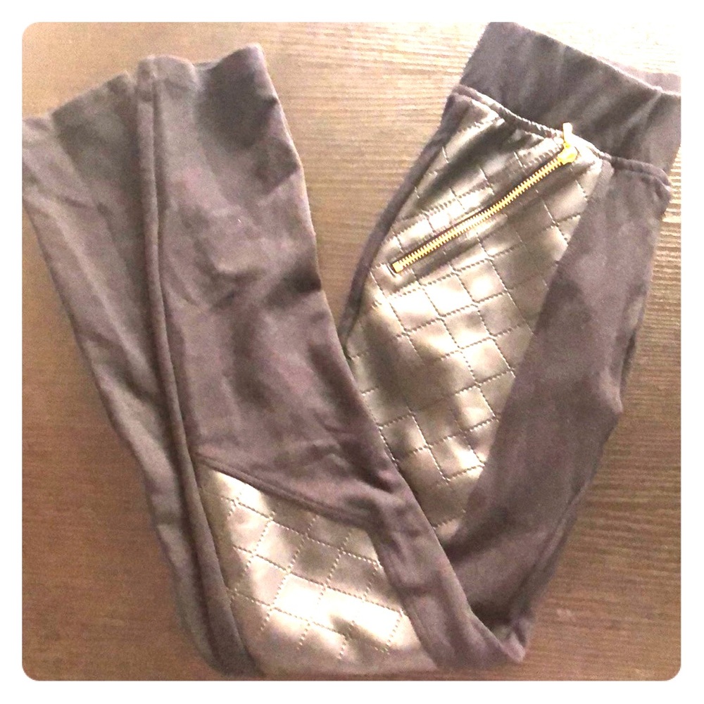 Guess Fashion Leather Leggings Gold Zipper X-Small
